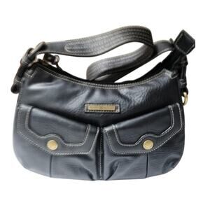 Vintage‎ Tommy Hilfiger Shoulder Handbag Faux Leather Brown Croc Embossed Small